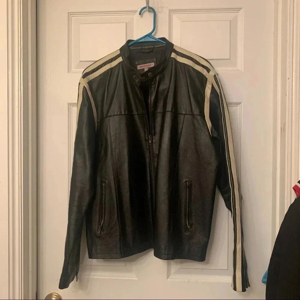 Redsquad Black Leather Motorcycle Jacket